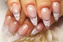 Свадебный аквариумный дизайн ногтей